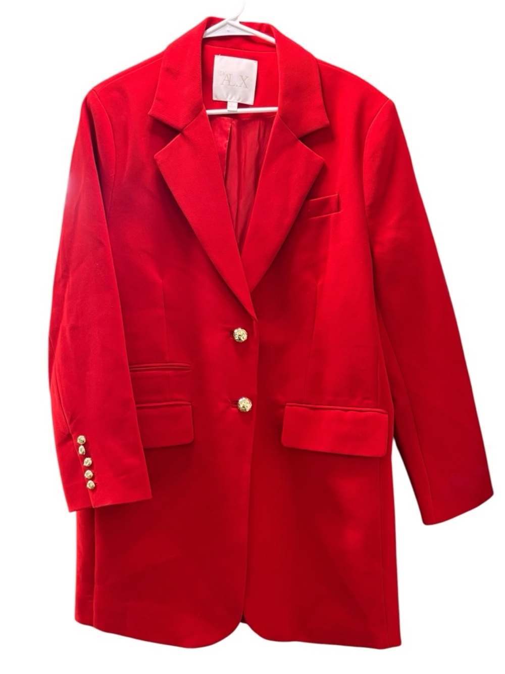 Le'AL.X Women's Elegant Red Blazer w/ Gold Button Details Size Large
